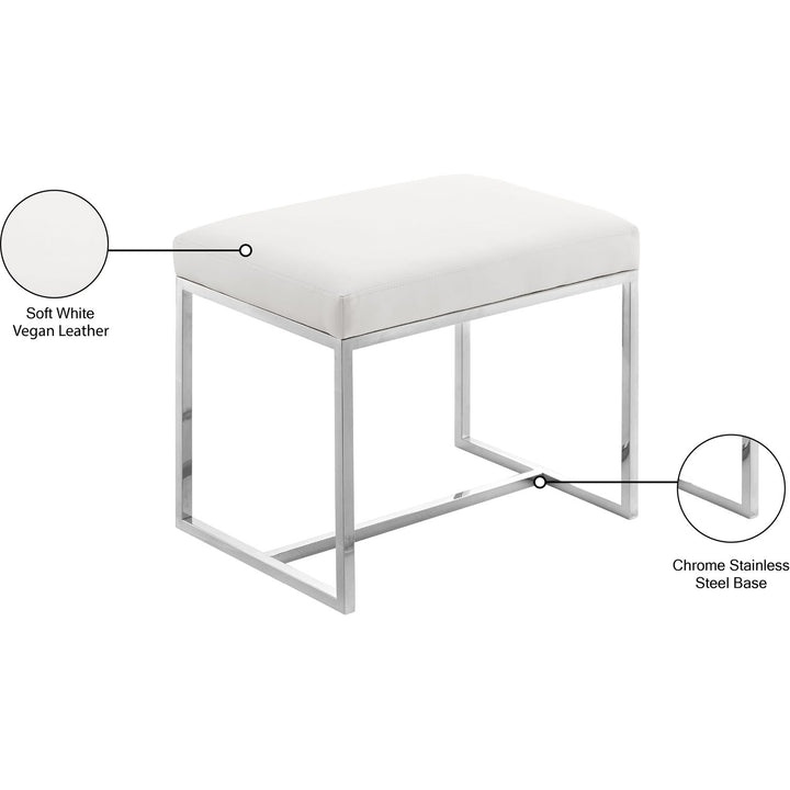 Monroe Vegan Leather Upholstered Stool — Chrome / Chrome