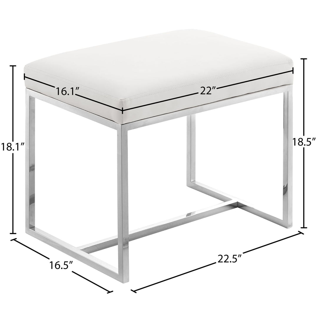 Monroe Vegan Leather Upholstered Stool — Chrome / Chrome