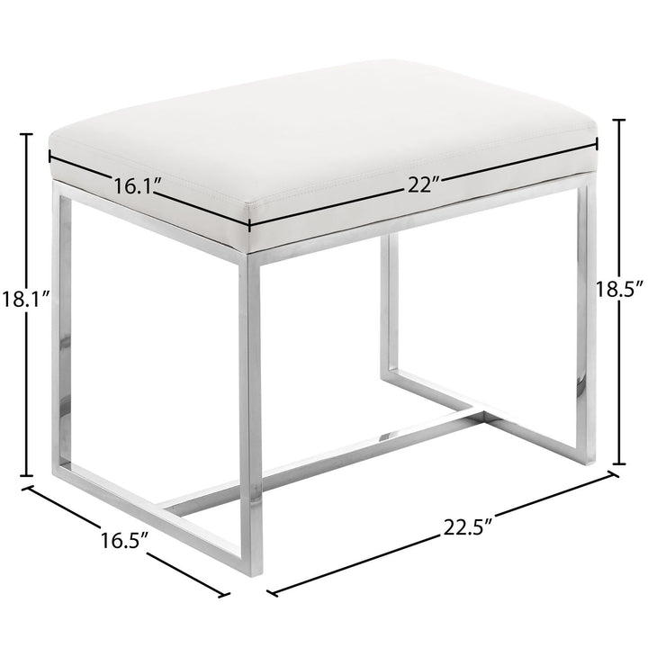 Monroe Vegan Leather Upholstered Stool — Chrome / Chrome