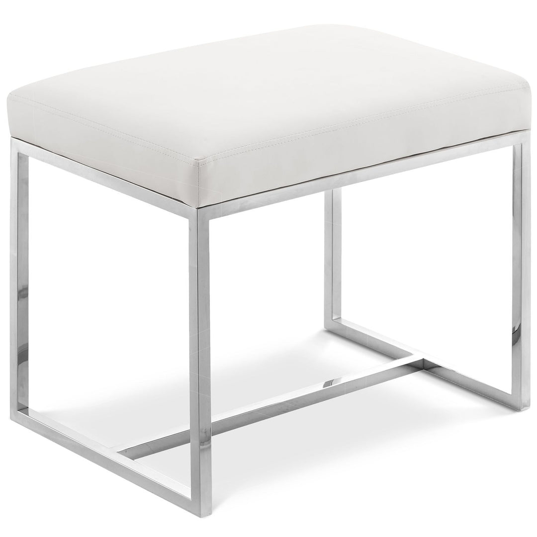 Monroe Vegan Leather Upholstered Stool — Chrome / Chrome