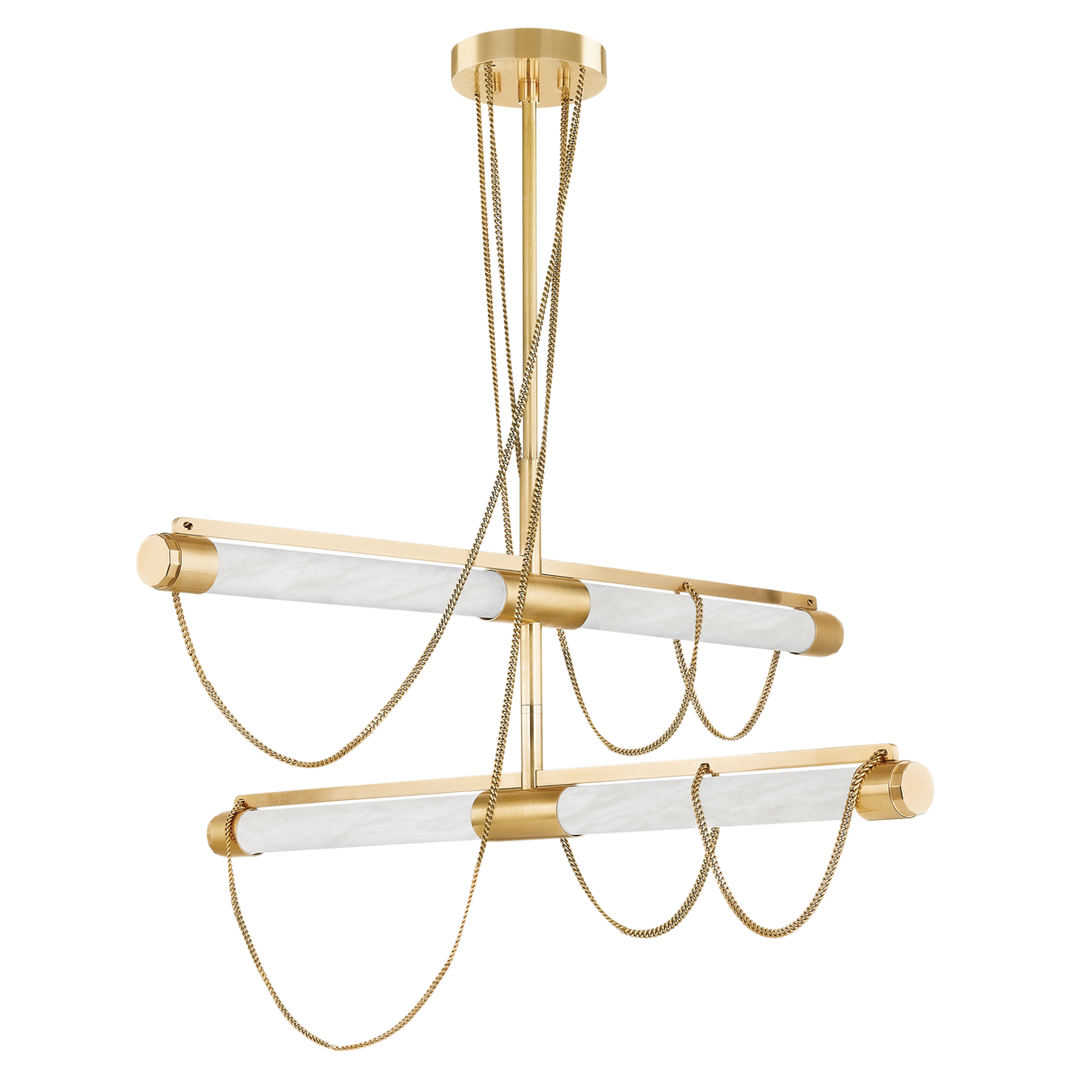 Lariat Chandelier - Vintage Brass 4 Lights