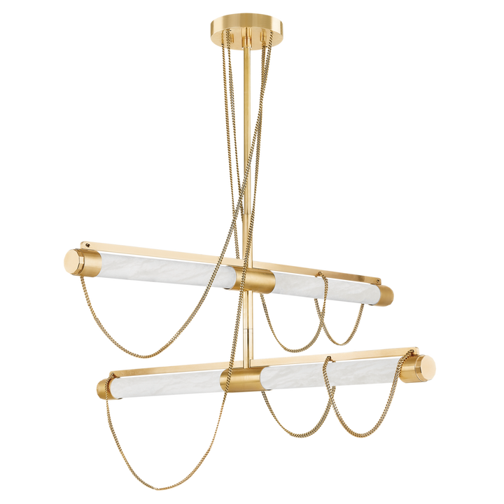 Lariat Chandelier - Vintage Brass 4 Lights