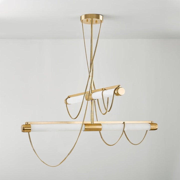 Lariat Chandelier - Vintage Brass 4 Lights