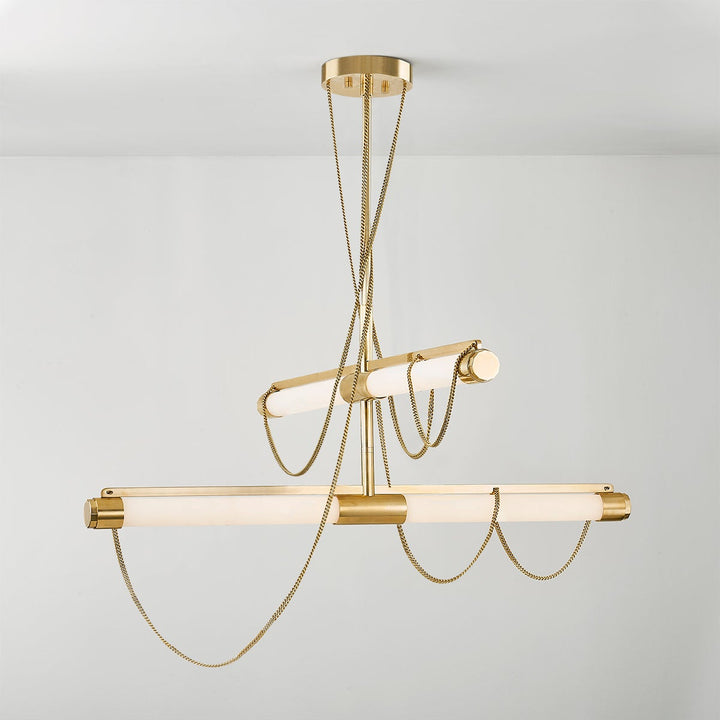 Lariat Chandelier - Vintage Brass 4 Lights