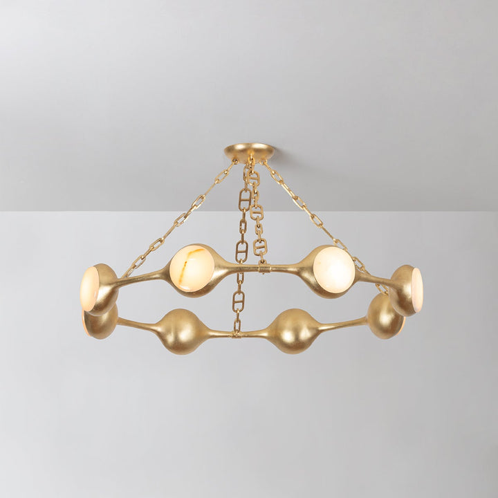 Riviere Chandelier - Vintage Gold Leaf 8 Lights