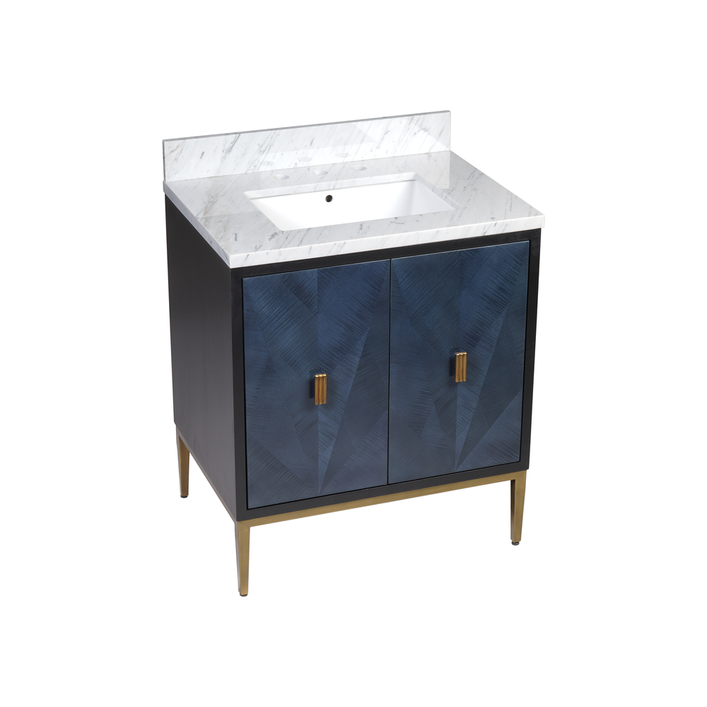 Kallista 30" Blue Vanity with Rectangular Undermount Sink