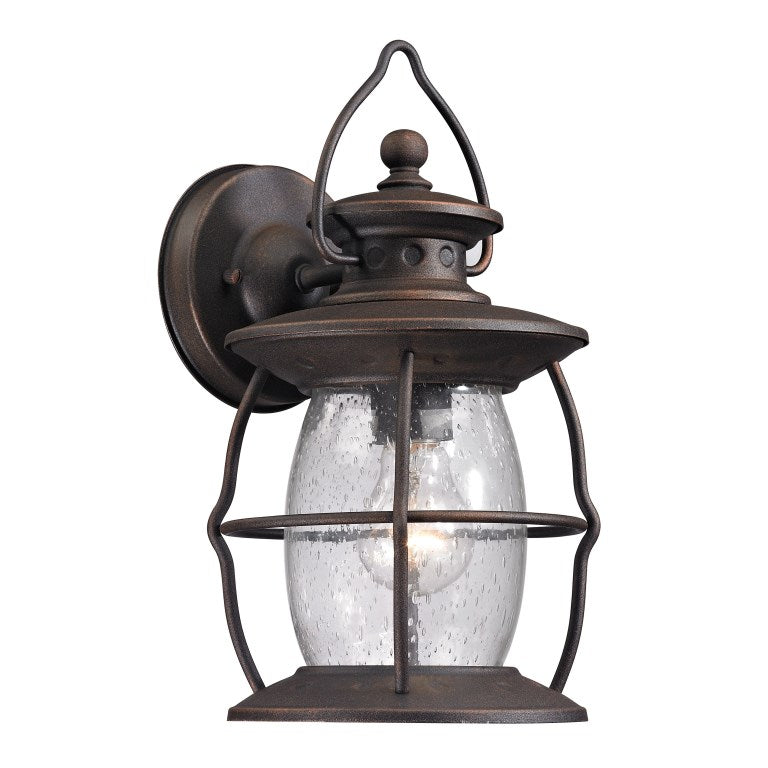 Village Lantern 13'' High 1-Light Outdoor Sconce - Weathered Charcoal-Elk Home-ELK-47040/1-Outdoor Wall Sconces-1-France and Son