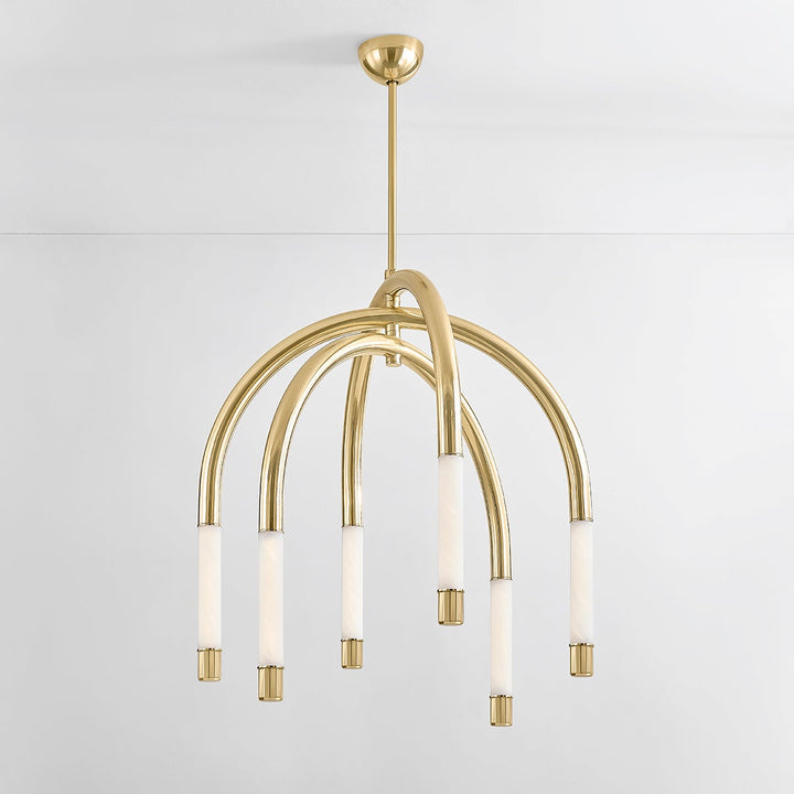 Zeme Chandelier - Vintage Polished Brass 6 Lights