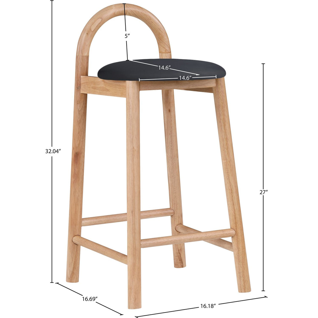 Calvin Vegan Leather Upholstered Counter Stool — Black / Natural