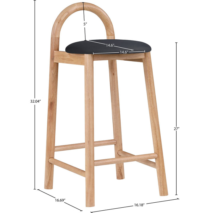 Calvin Vegan Leather Upholstered Counter Stool — Black / Natural