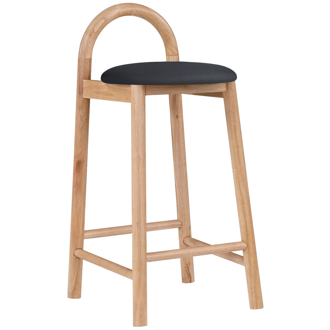 Calvin Vegan Leather Upholstered Counter Stool — Black / Natural
