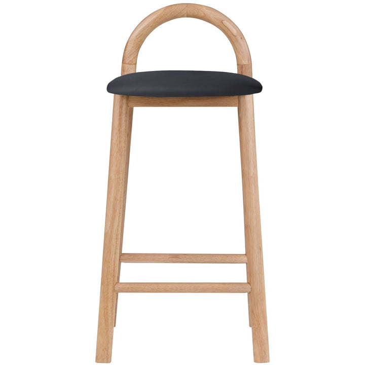 Calvin Vegan Leather Upholstered Counter Stool — Black / Natural