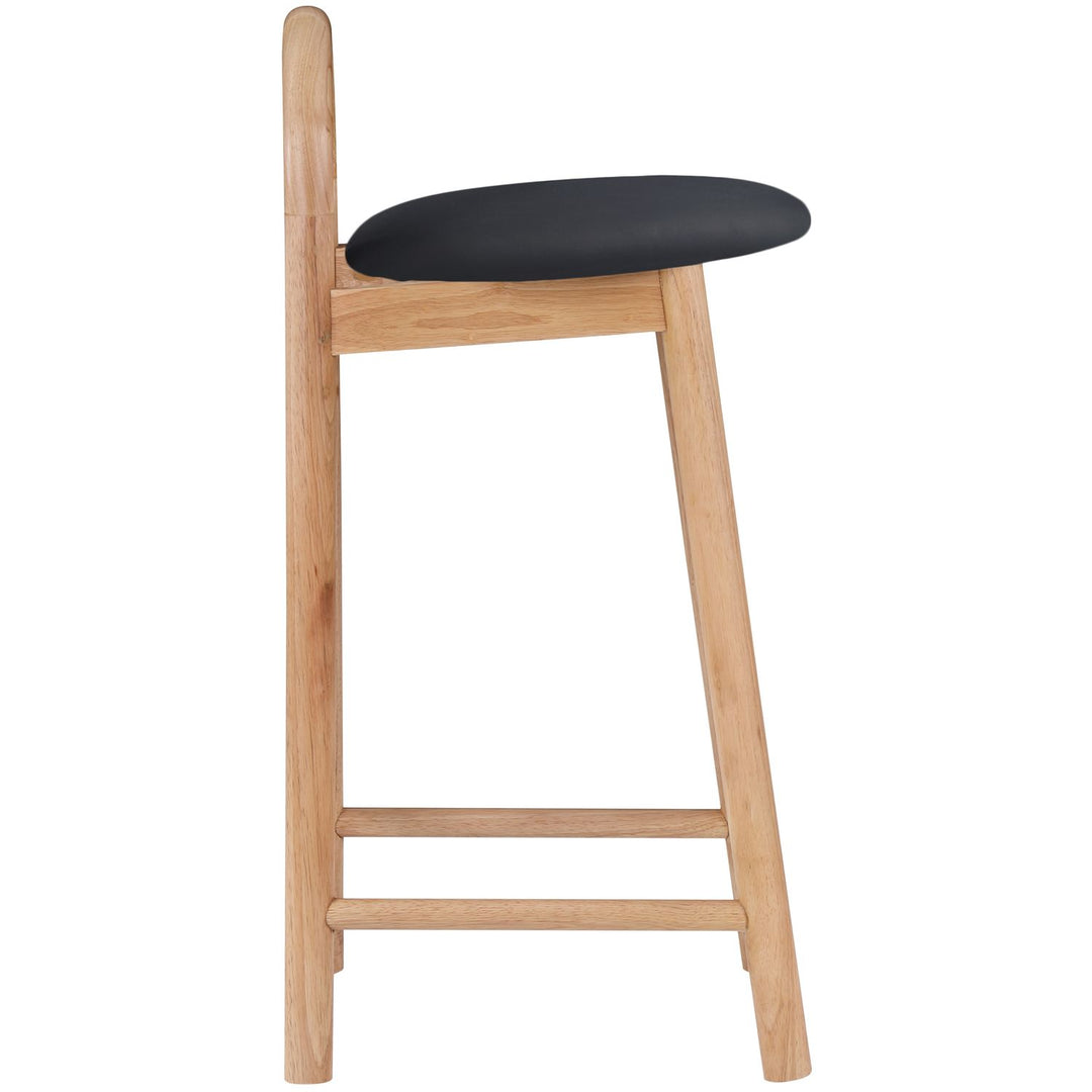 Calvin Vegan Leather Upholstered Counter Stool — Black / Natural