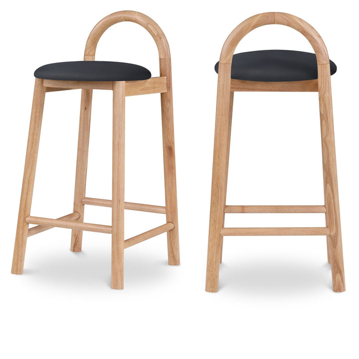 Calvin Black Vegan Leather Upholstered Counter Stool