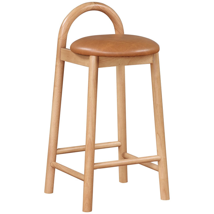 Calvin Vegan Leather Upholstered Counter Stool — Cognac / Natural