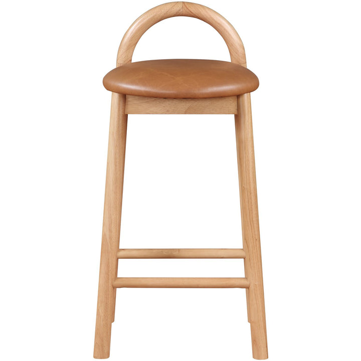 Calvin Vegan Leather Upholstered Counter Stool — Cognac / Natural