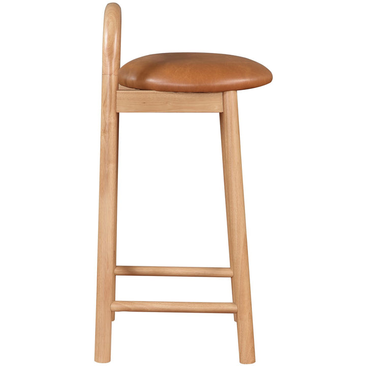 Calvin Vegan Leather Upholstered Counter Stool — Cognac / Natural