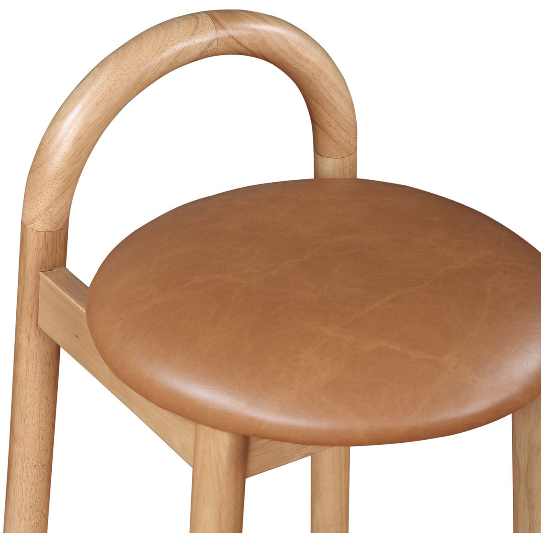 Calvin Vegan Leather Upholstered Counter Stool — Cognac / Natural