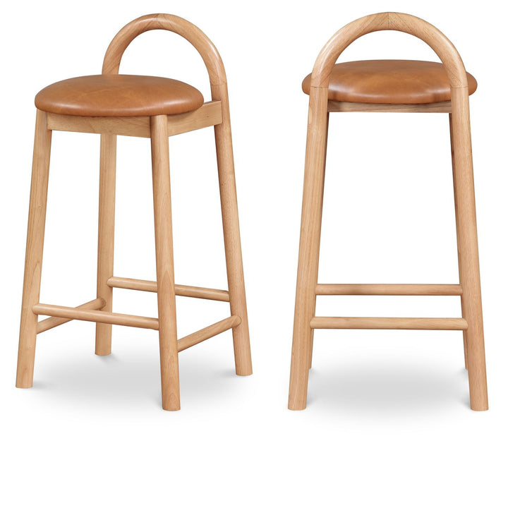 Calvin Cognac Vegan Leather Upholstered Counter Stool