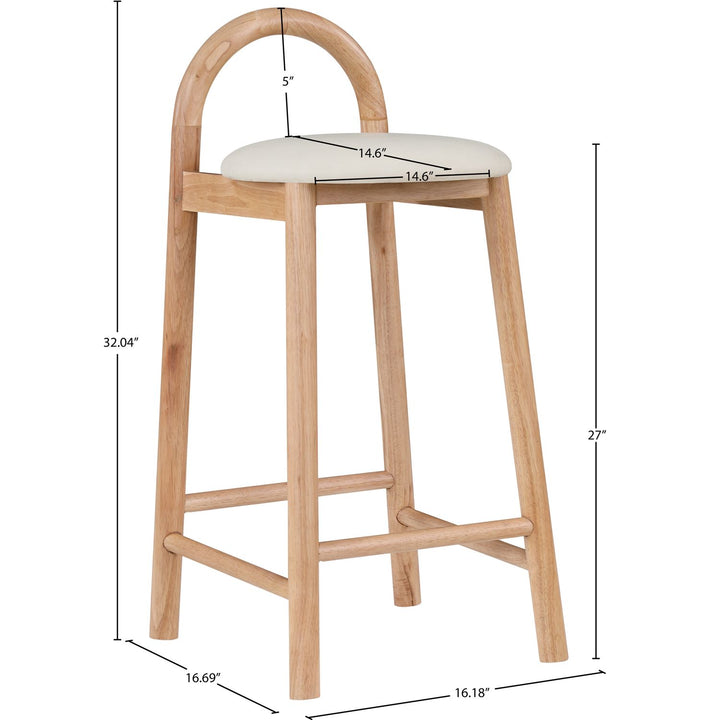 Calvin Vegan Leather Upholstered Counter Stool — Cream / Natural