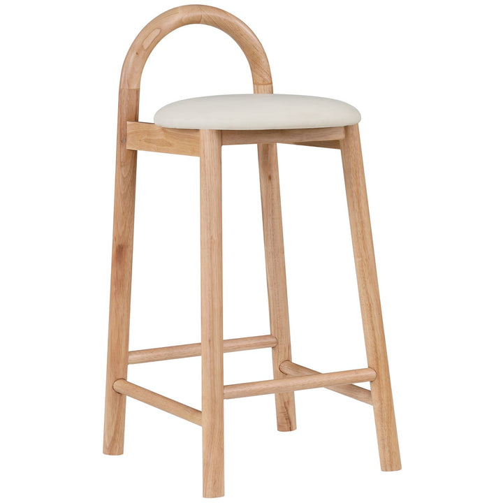 Calvin Vegan Leather Upholstered Counter Stool — Cream / Natural