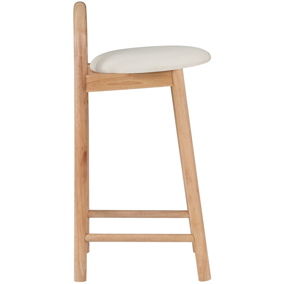 Calvin Vegan Leather Upholstered Counter Stool — Cream / Natural