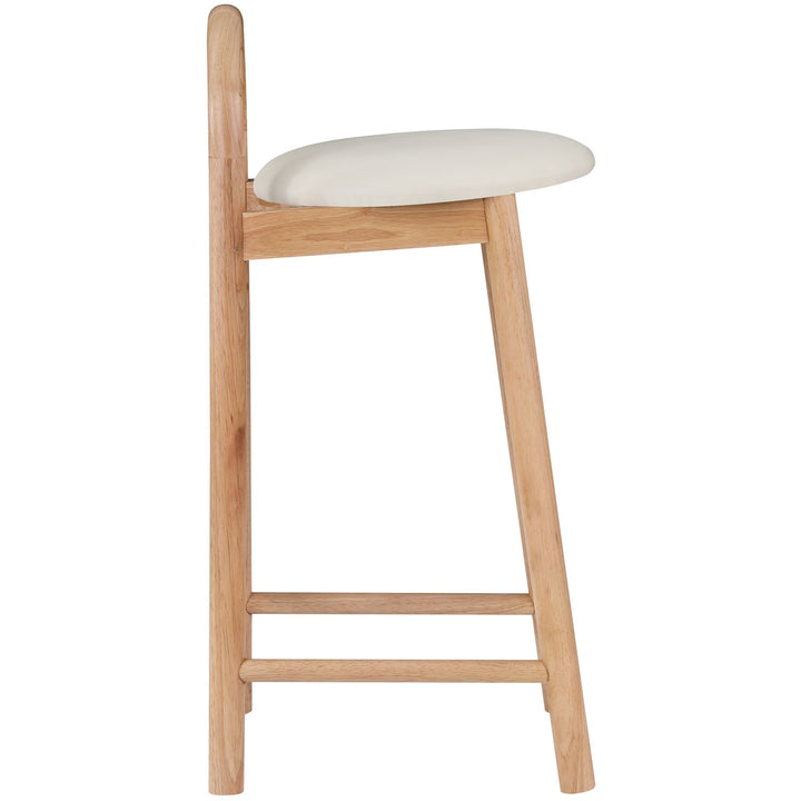 Calvin Vegan Leather Upholstered Counter Stool — Cream / Natural