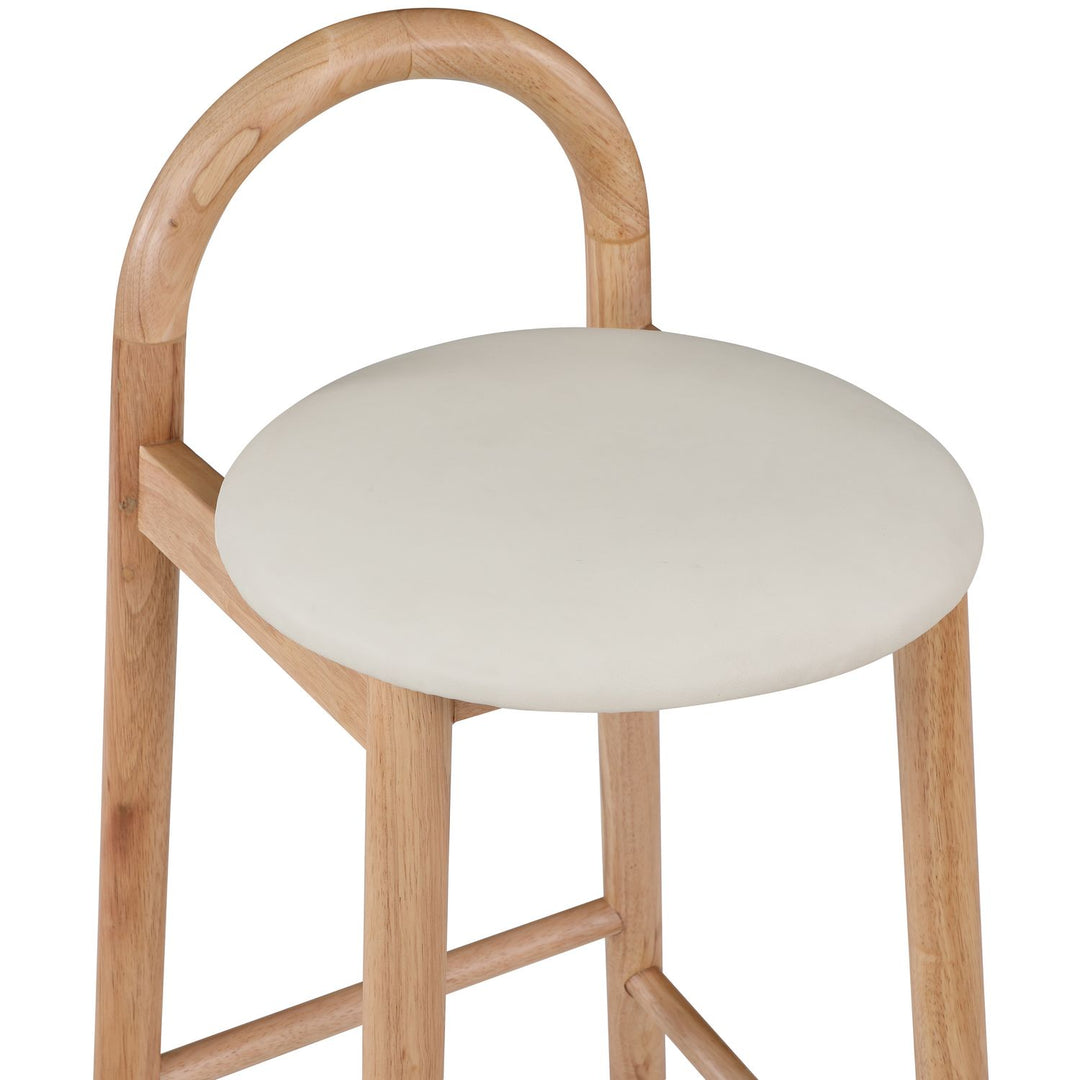 Calvin Vegan Leather Upholstered Counter Stool — Cream / Natural