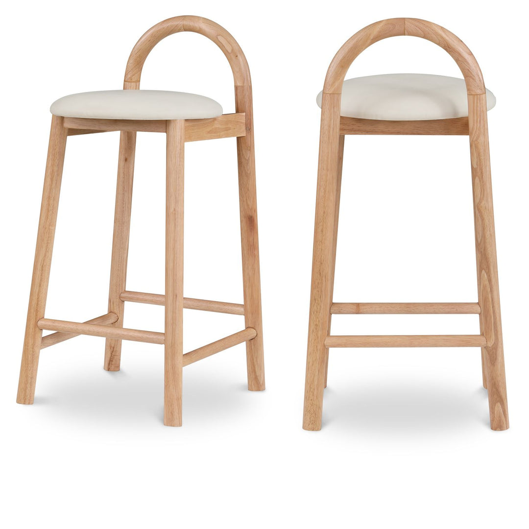 Calvin Cream Vegan Leather Upholstered Counter Stool
