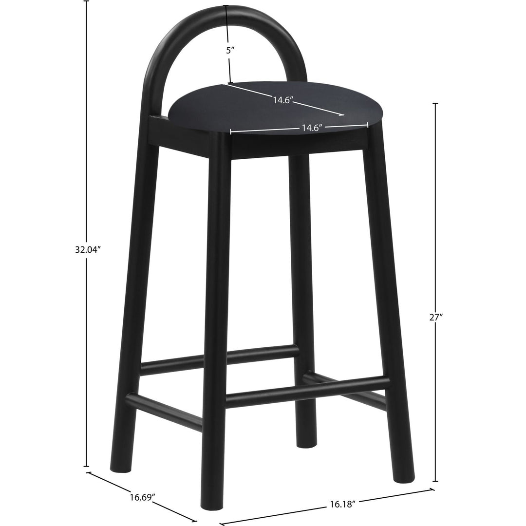 Calvin Vegan Leather Upholstered Counter Stool — Black / Black