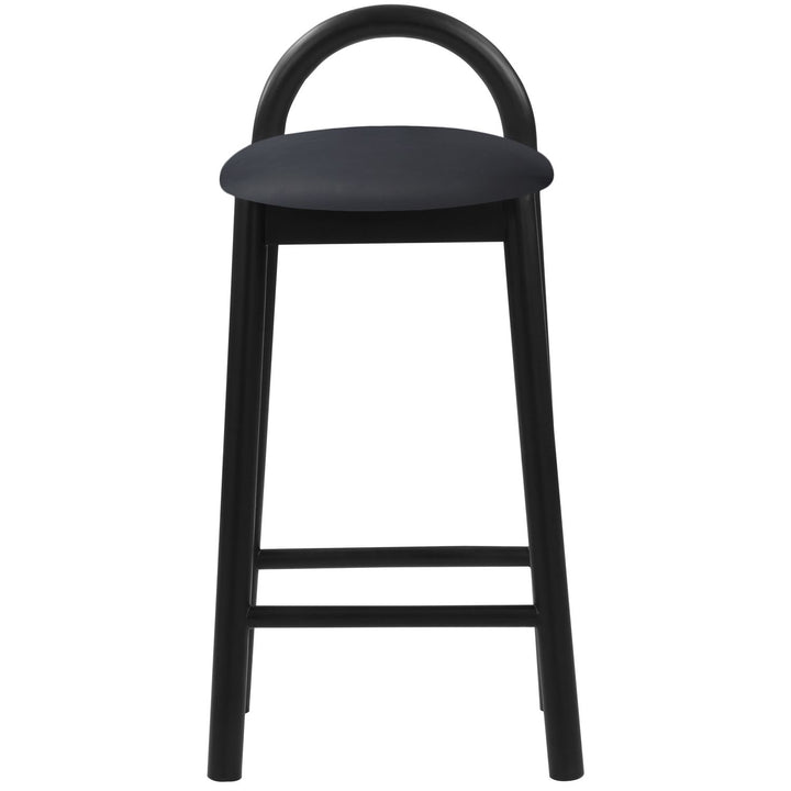 Calvin Vegan Leather Upholstered Counter Stool — Black / Black
