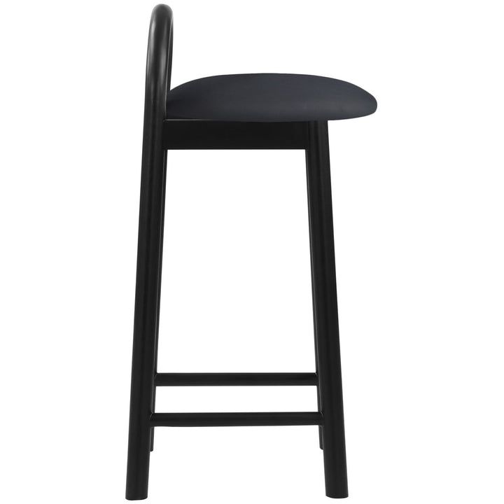 Calvin Vegan Leather Upholstered Counter Stool — Black / Black