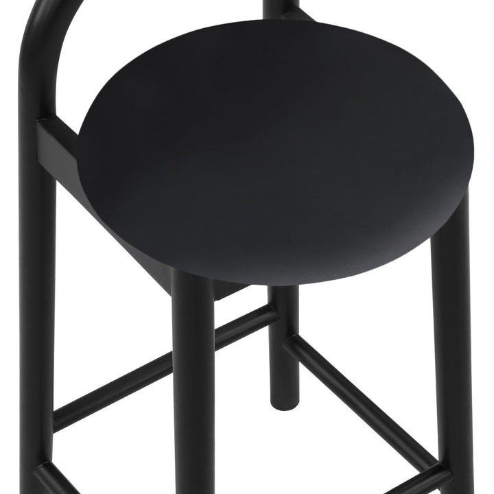 Calvin Vegan Leather Upholstered Counter Stool — Black / Black