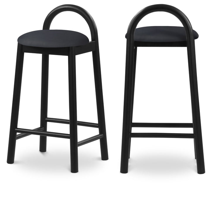 Calvin Black Vegan Leather Upholstered Counter Stool