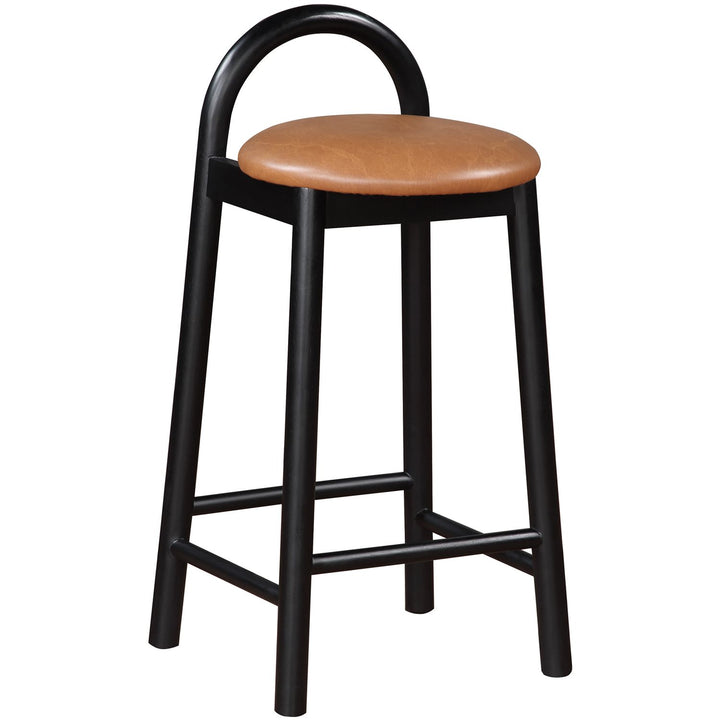 Calvin Vegan Leather Upholstered Counter Stool — Cognac / Black