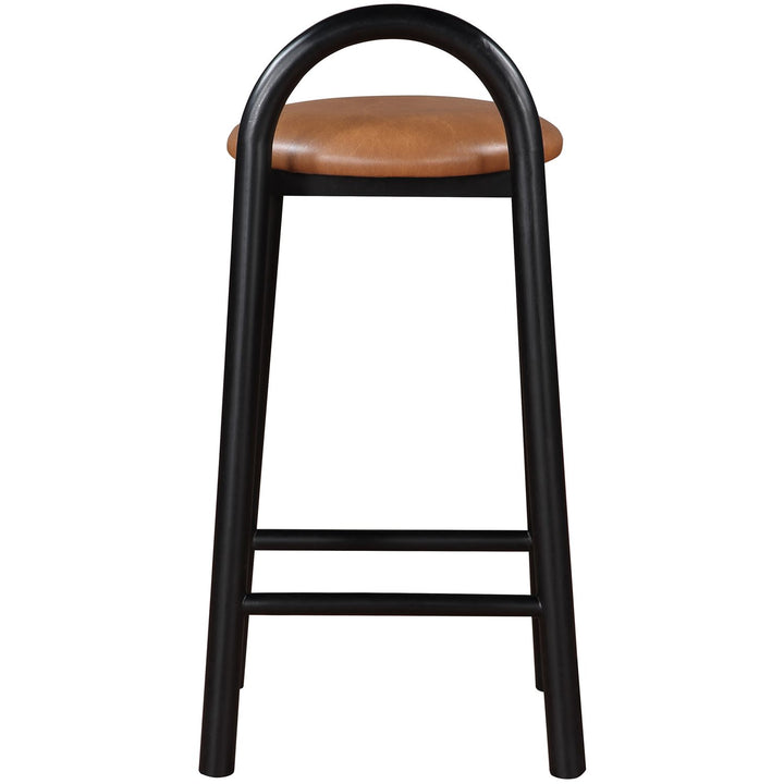 Calvin Vegan Leather Upholstered Counter Stool — Cognac / Black