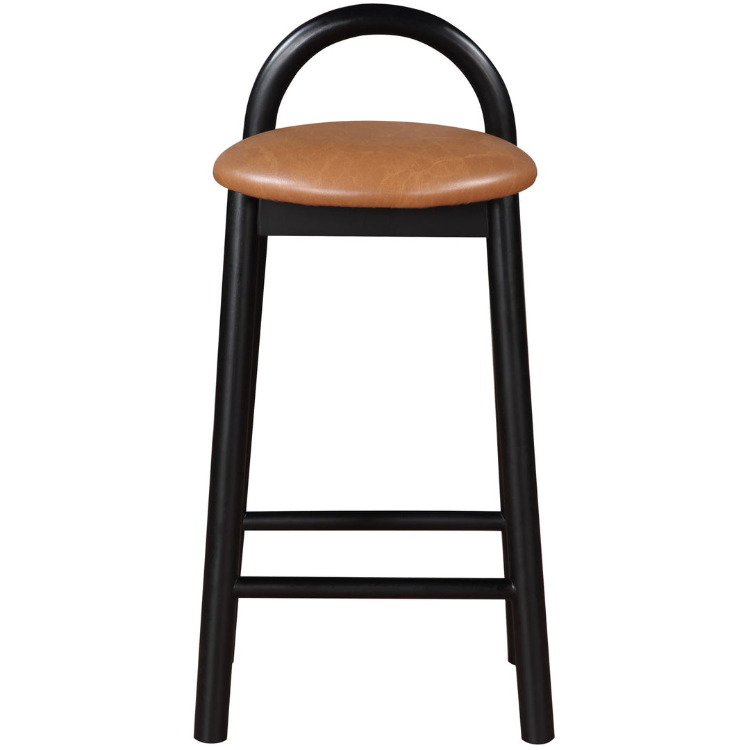 Calvin Vegan Leather Upholstered Counter Stool — Cognac / Black