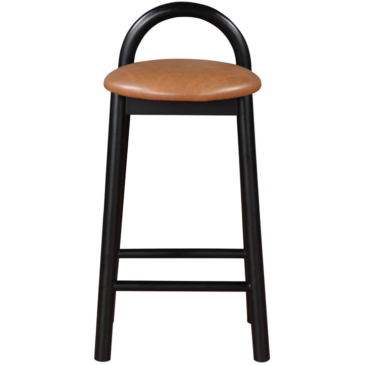 Calvin Vegan Leather Upholstered Counter Stool — Cognac / Black