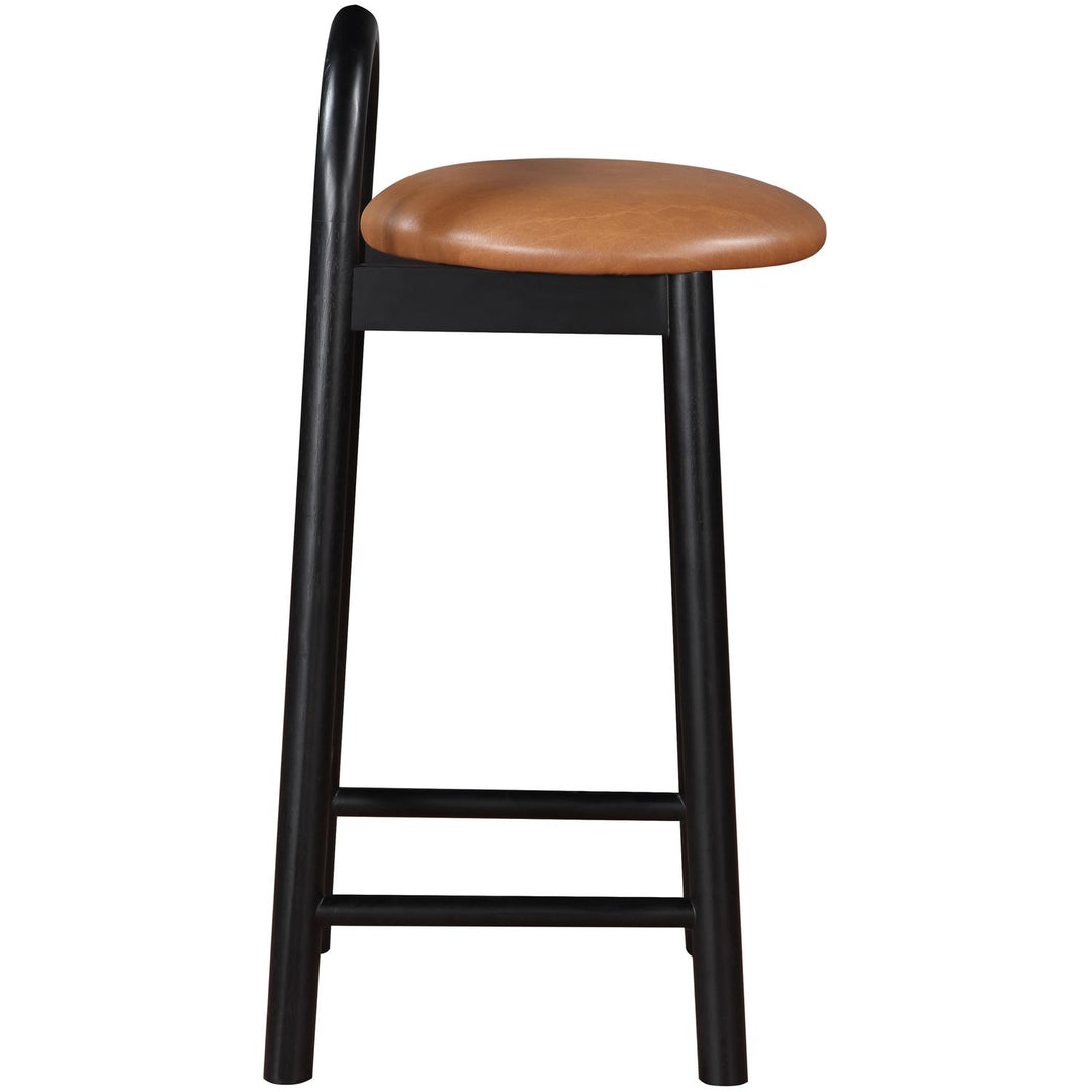 Calvin Vegan Leather Upholstered Counter Stool — Cognac / Black