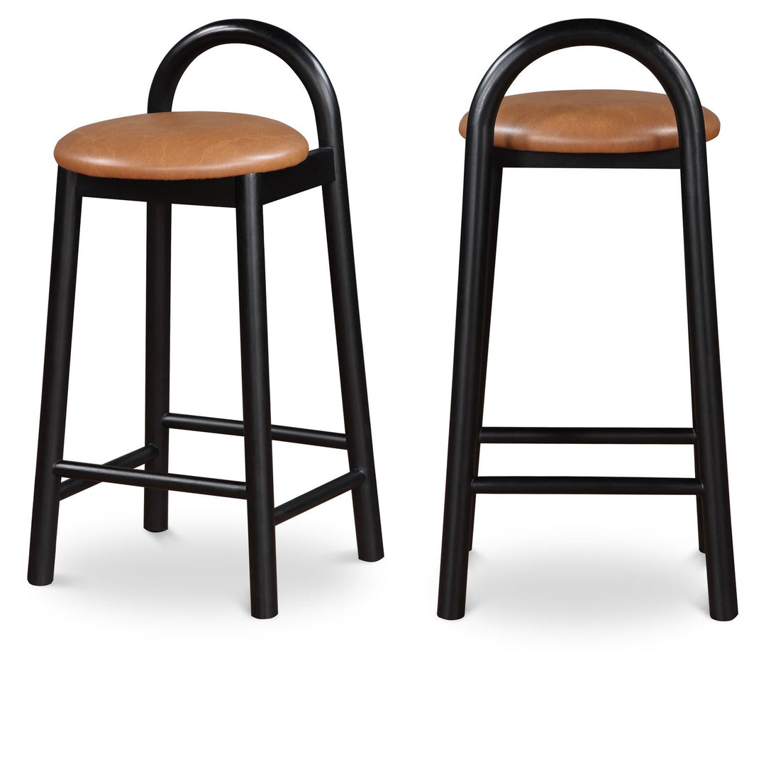 Calvin Cognac Vegan Leather Upholstered Counter Stool