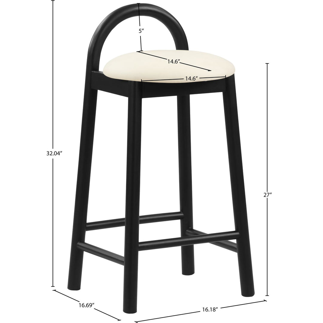 Calvin Vegan Leather Upholstered Counter Stool — Cream / Black