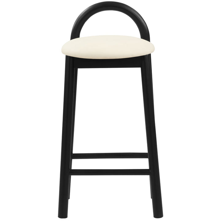 Calvin Vegan Leather Upholstered Counter Stool — Cream / Black