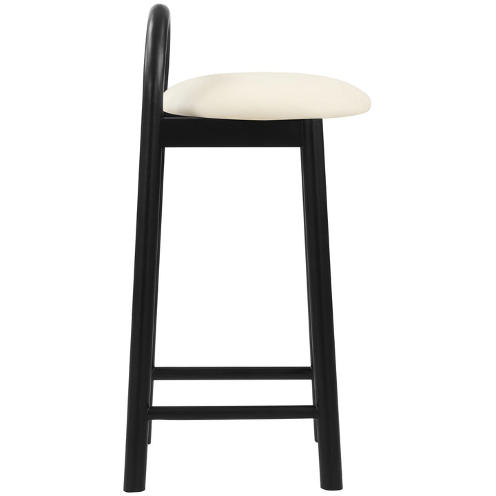 Calvin Vegan Leather Upholstered Counter Stool — Cream / Black