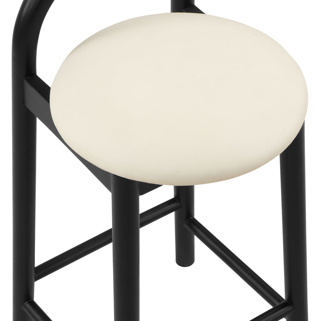 Calvin Vegan Leather Upholstered Counter Stool — Cream / Black