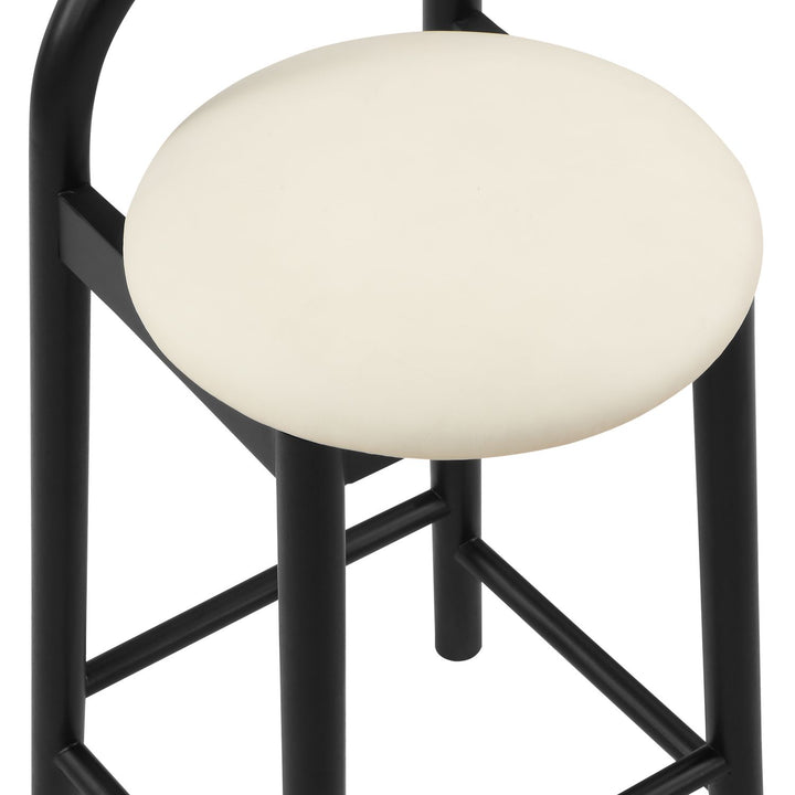 Calvin Vegan Leather Upholstered Counter Stool — Cream / Black