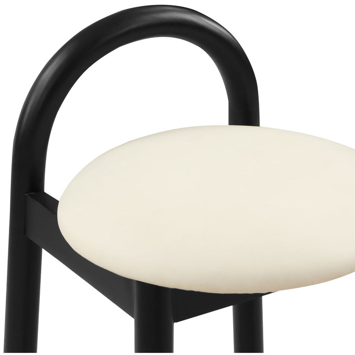 Calvin Vegan Leather Upholstered Counter Stool — Cream / Black