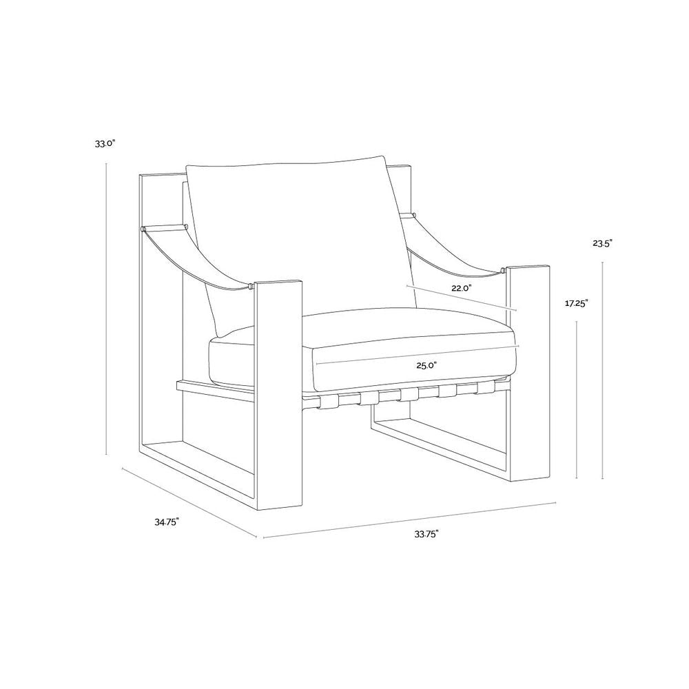 Berke Lounge Chair - Antique Bronze - Charcoal Black Leather