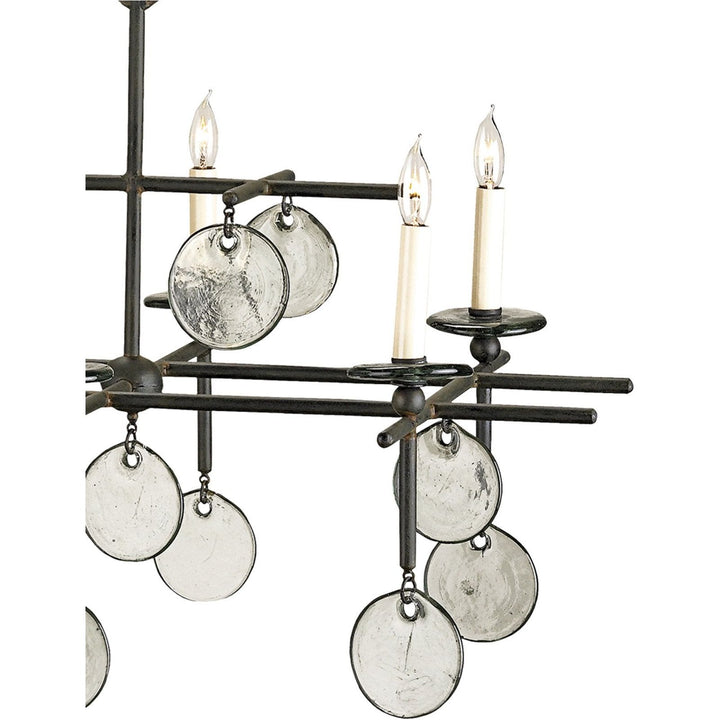 Sethos Black Recycled Glass Rectangular Chandelier