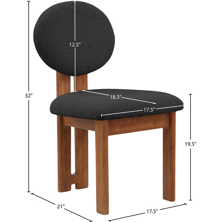 Napa Boucle Fabric Upholstered Dining Chair — Black / Stained Walnut