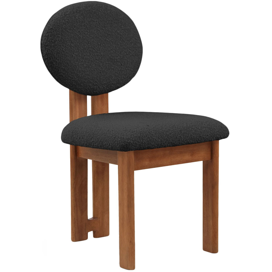 Napa Boucle Fabric Upholstered Dining Chair — Black / Stained Walnut